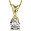 Pear Cut Diamond Solitaire 3-Prong Pendant Necklace with Chain in Yellow Gold - #PPF-Y