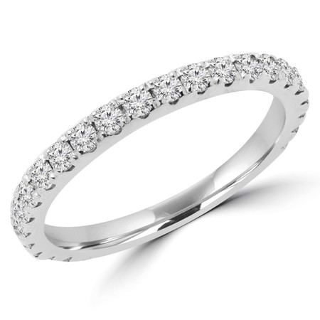 Round Cut Diamond Semi-Eternity Wedding Band Ring in White Gold - #ELIAS-BAND-W