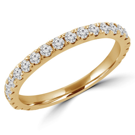Round Cut Diamond Semi-Eternity Wedding Band Ring in Yellow Gold - #ELIAS-BAND-Y