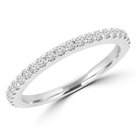 Round Cut Diamond Multi-Stone Semi-Eternity Wedding Band Ring in White Gold - #JENNA-B-W