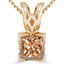 Princess Cut Champagne Diamond Solitaire V-Prong Decorative-Bail Pendant Necklace with Chain in Yellow Gold - #PSF-Y-CHAMP