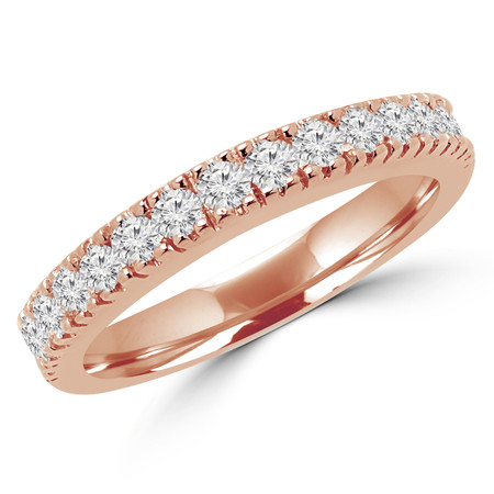 Round Cut Diamond Multi-Stone Arched Semi-Eternity Wedding Band Ring in Rose Gold - #2457WS-B-R