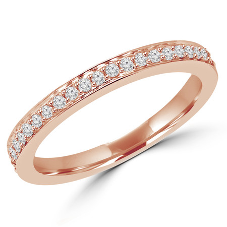 Round Cut Diamond Multi-Stone Semi-Eternity Wedding Band Ring in Rose Gold - #ANKARA-B-R