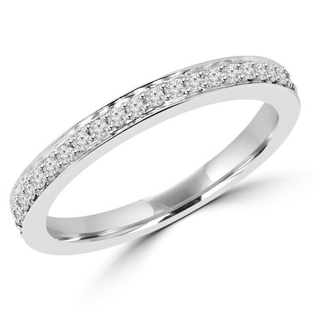 Round Cut Diamond Multi-Stone Semi-Eternity Wedding Band Ring in White Gold - #2459WBS