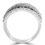 Round Cut Black & White Diamond Multi-Stone 5-Row Fashion Cocktail Shared-Prong Ring in White Gold - #HDR4226-W