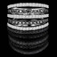 Round Cut Black & White Diamond Multi-Stone 5-Row Fashion Cocktail Shared-Prong Ring in White Gold - #HDR4226-W