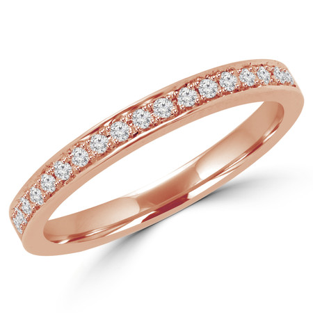 Round Cut Diamond Multi-Stone Classic Semi-Eternity Wedding Band Ring in Rose Gold - #MLK-2566WS-B-R