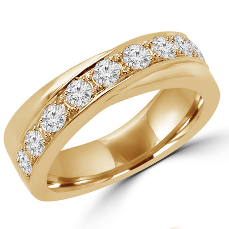 Round Cut Diamond Multi-Stone Fashion Wedding Band Ring in Yellow Gold - #DYKE-Y