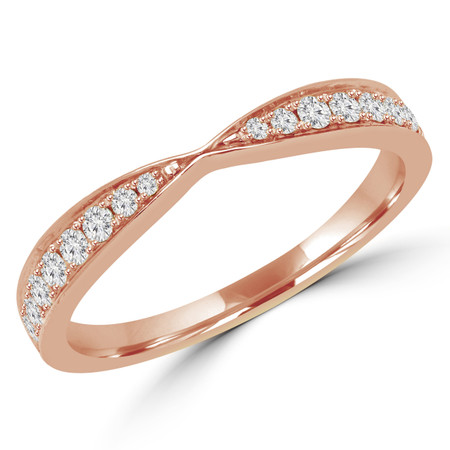 Round Cut Diamond Multi-Stone Semi-Eternity Wedding Band Ring in Rose Gold - #STELLA-2546-R