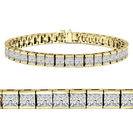 Radiant Cut Diamond Bar Set Tennis Bracelet in Yellow Gold - #B-619-Y