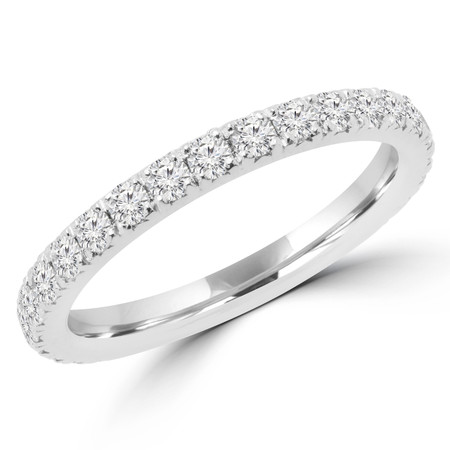 Round Cut Diamond Multi-Stone Semi-Eternity Wedding Band Ring in White Gold - #IWA-B-W