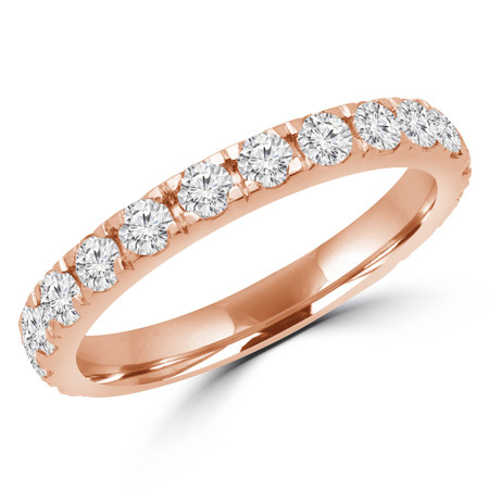 Round Cut Diamond Semi-Eternity Wedding Band Ring in Rose Gold - #ELIBY-BAND-R