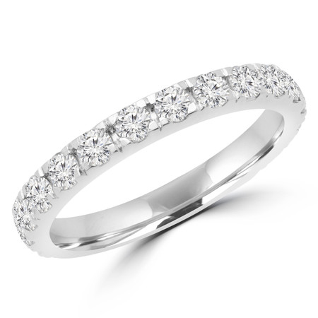 Round Cut Diamond Semi-Eternity Wedding Band Ring in White Gold - #ELIBY-BAND-W