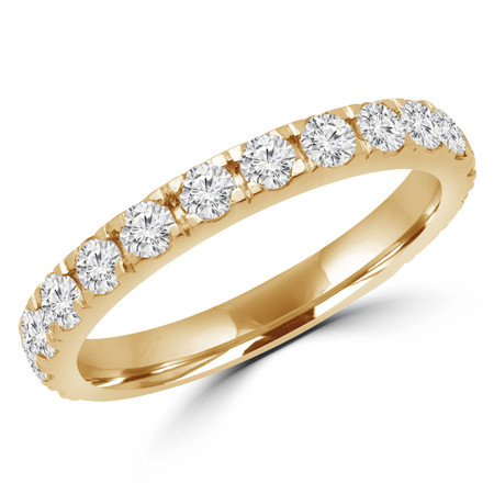 Round Cut Diamond Semi-Eternity Wedding Band Ring in Yellow Gold - #ELIBY-BAND-Y
