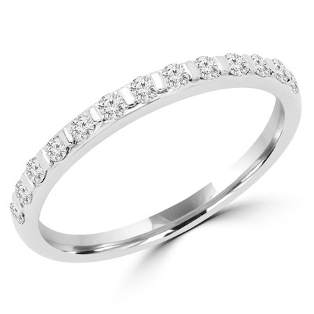 Round Cut Diamond Multi-Stone Classic Semi-Eternity Wedding Band Ring in White Gold - #CALINA-B-W