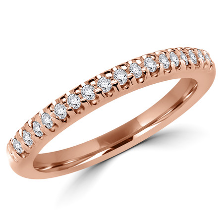 Round Cut Diamond Shared-Prong Wedding Band Ring in Rose Gold - #2526L-R
