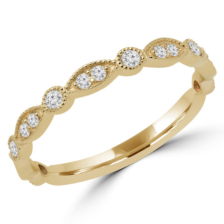 Round Cut Diamond Multi-Stone Semi-Eternity Wedding Band Ring in Yellow Gold - DARIO-B-Y