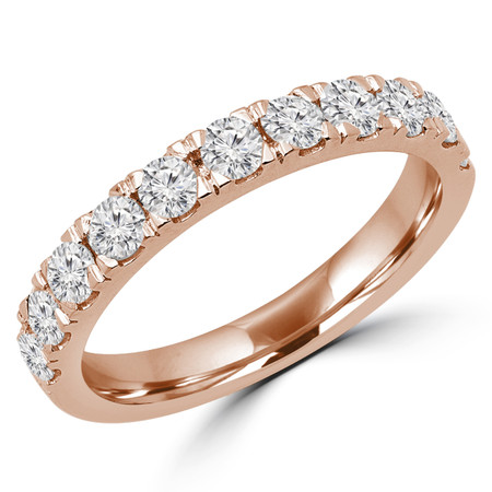 Round Cut Diamond Semi Eternity Band Ring in Rose Gold - #PAULEY-R