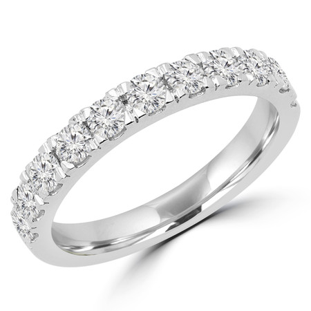 Round Cut Diamond Semi Eternity Band Ring in White Gold - #PAULEY-W