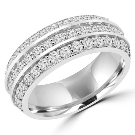 Round Cut Diamond Multi-Stone Semi-Eternity Wedding Band Ring in White Gold - DAWN-B-W