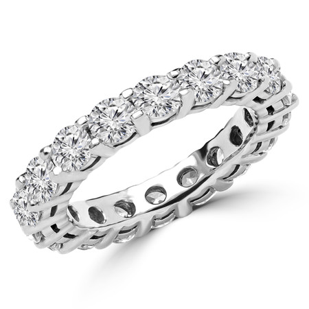Round Cut Diamond Full-Eternity 4-Prong Wedding Band Ring in White Gold - #1989-W