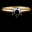 Round Cut Black Diamond Solitaire 6-Prong Engagement Ring in Yellow Gold - #S6R-BLK-Y