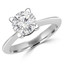 Round Cut Diamond Solitaire Tapered-Shank 4-Prong Engagement Ring in White Gold - #SRD2656-W