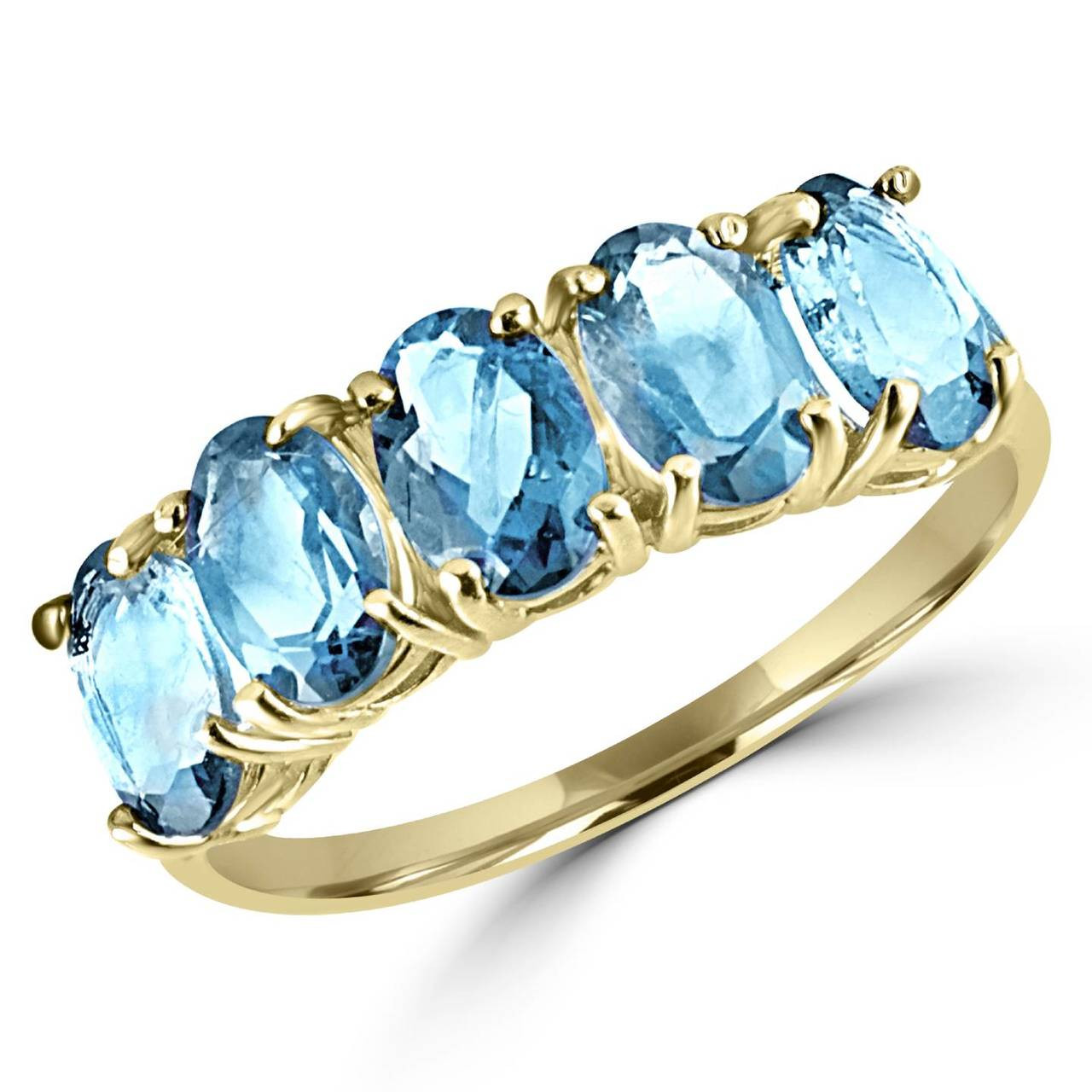 Oval Blue Topaz Cocktail Ring 10K Yellow Gold - #783C (R300) - Bijoux ...