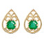 Round Cut Green Emerald Stud Earrings 14K Yellow Gold  - #E150-G