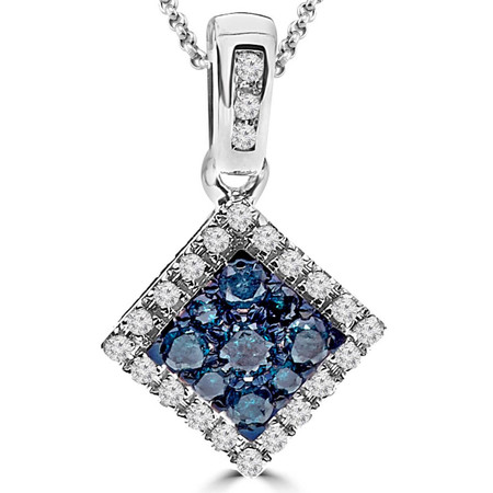Round Cut Diamond Pendant 14K White Gold  With Chain - #CDIPTH8069