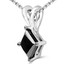Princess Cut Black Diamond Pendant 10K White Gold  With Chain - #CDPECX8543