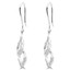 Round Cut Diamond Dangle Drop Earrings 14K White Gold  - #EAQT4457