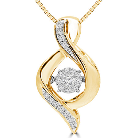 Round Cut Diamond Pendant 10K Yellow Gold  With Chain - #SKP15322-10-Y