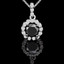Round Cut Black Diamond Pendant 10K White Gold  With Chain - #CDPEOC3776