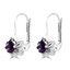 Round Cut Purple Amethyst Dangle Drop Earrings 14K White Gold  - #400-B