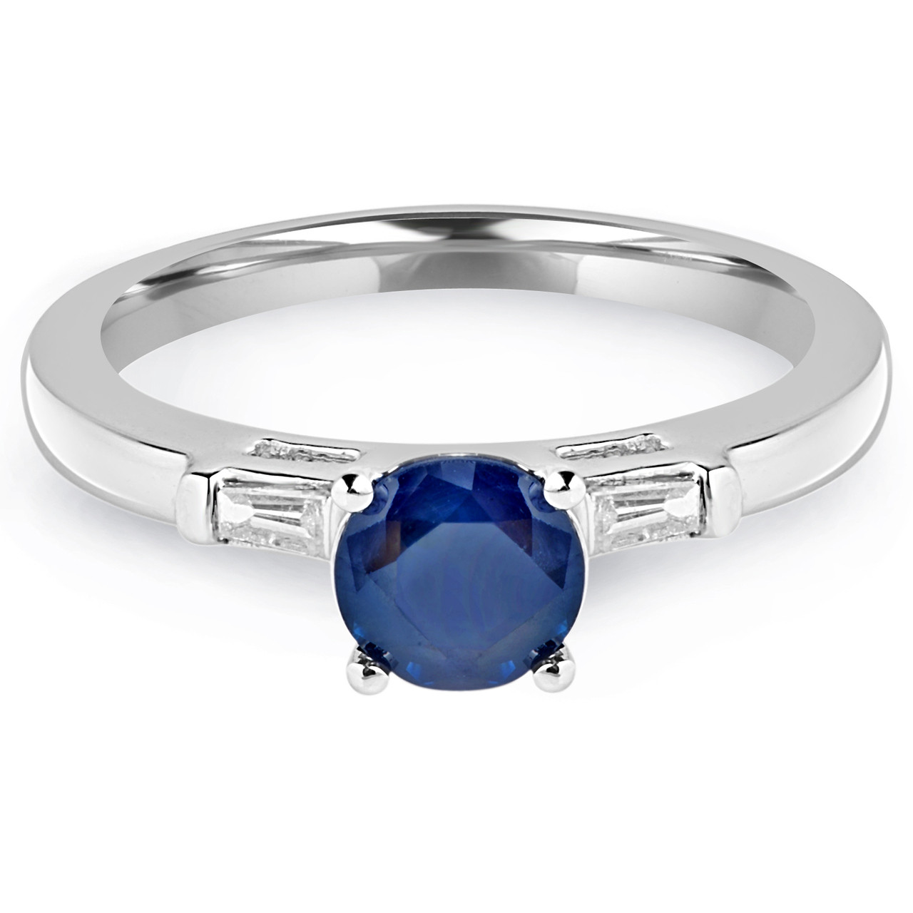 Round Cut Blue Sapphire Cocktail Ring 14K White Gold - #CSFROT1106G ...