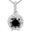 Round Cut Black Diamond Pendant 10K White Gold  With Chain - #CDPEOH6916