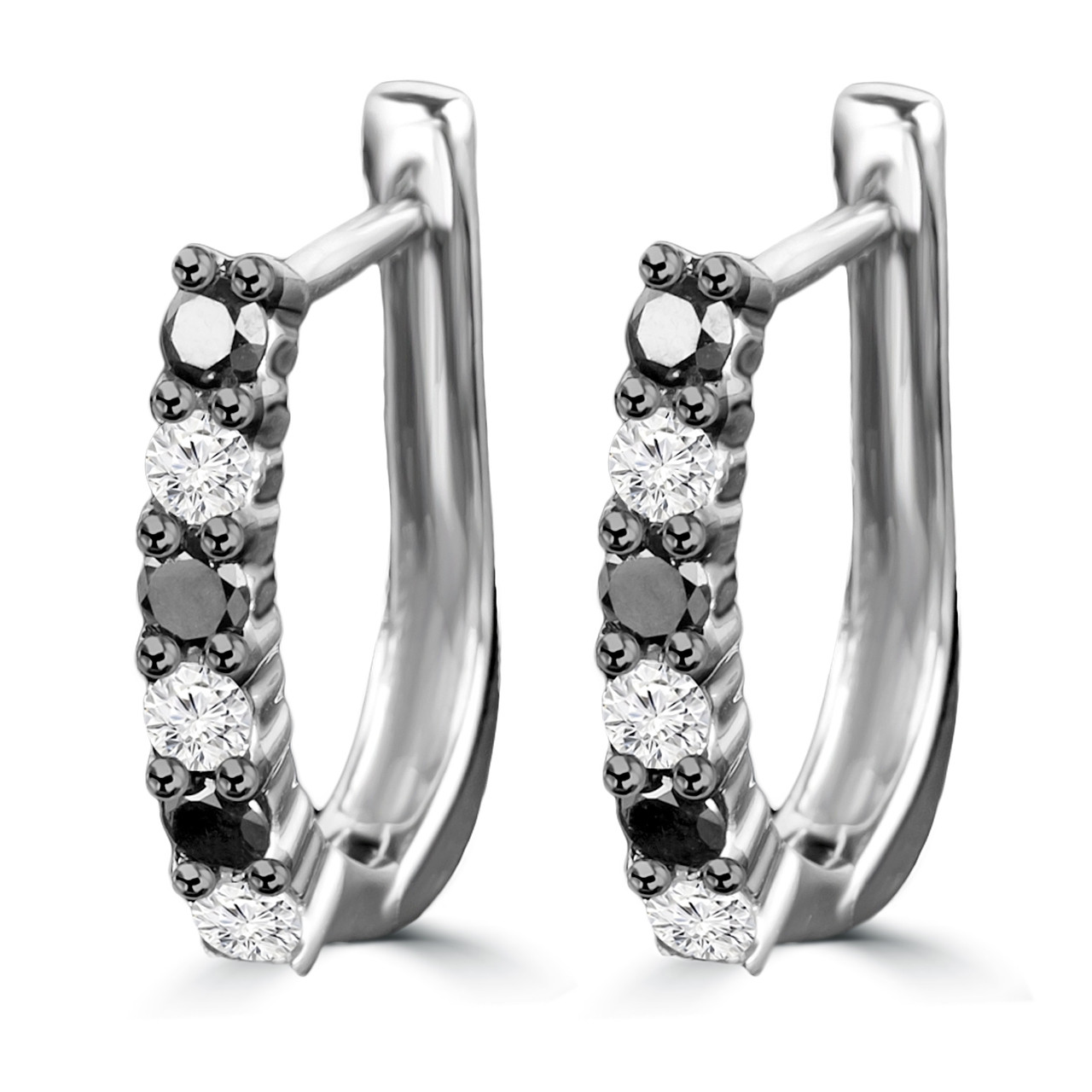 Black diamond huggie earrings Clearance