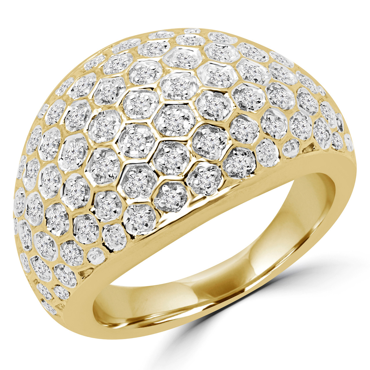 Round Cut Diamond Cocktail Ring 14K Yellow Gold - #HDR9598 - Bijoux Majesty