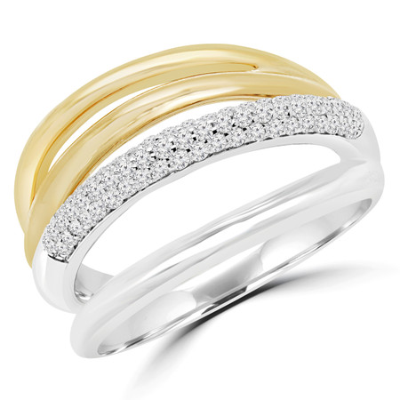 Round Cut Diamond Cocktail Ring 14K Two Tone Gold  - #HDR7099