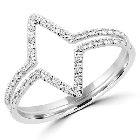 Round Cut Diamond Cocktail Ring 14K White Gold  - #HDR9102