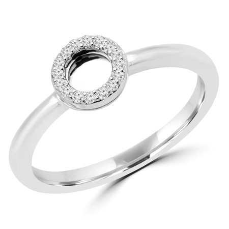 Round Cut Diamond Cocktail Ring 14K White Gold  - #HDR6954