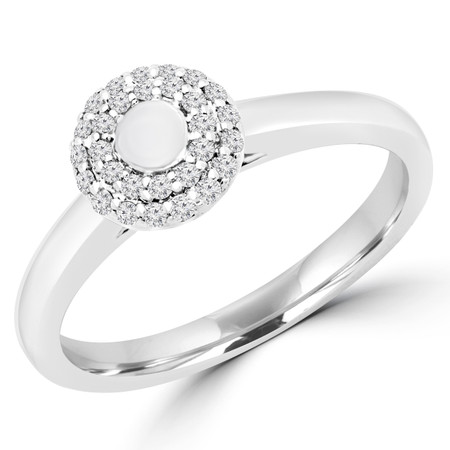 Round Cut Diamond Cocktail Ring 14K White Gold  - #HDR9850