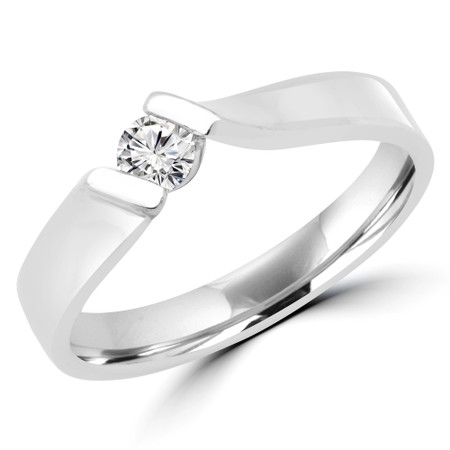 Round Cut Diamond Engagement Ring 14K White Gold - #HDR7108