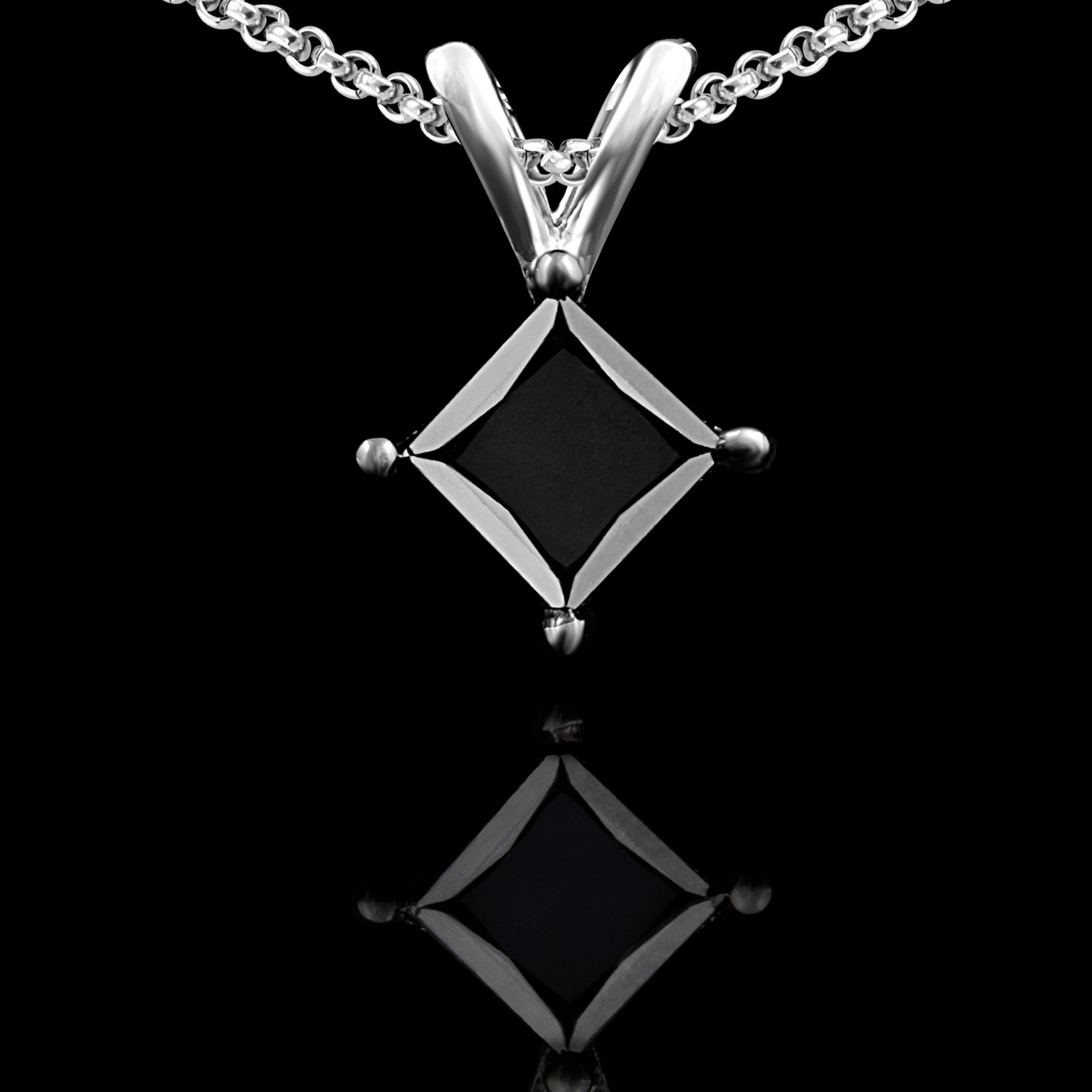Princess Cut Black Diamond Solitaire 