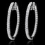 Round Cut Diamond Hoop Earrings 14K White Gold  - #HDE3593