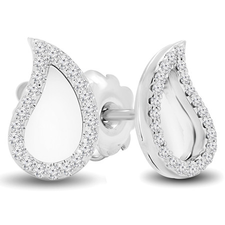 Round Cut Diamond Stud Earrings 14K White Gold  - #HDE4016