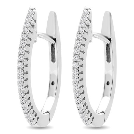 Round Cut Diamond Huggie Earrings 14K White Gold  - #HDE4461