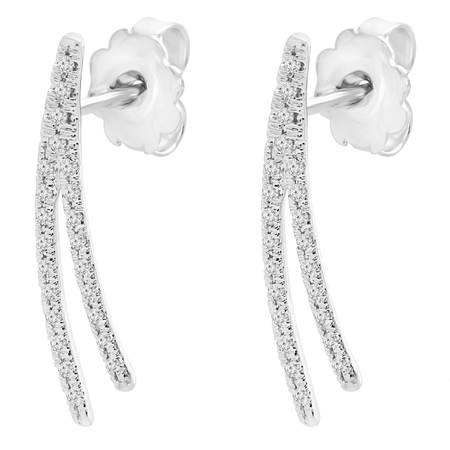 Round Cut Diamond Stud Earrings 14K White Gold  - #HDE5554