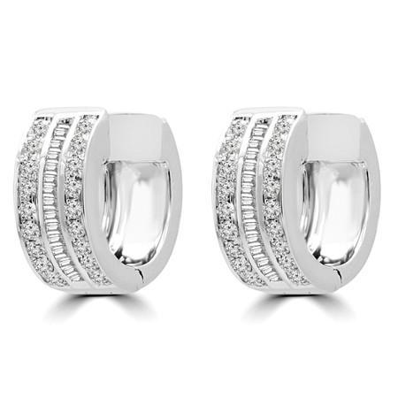 Round Cut Diamond Huggie Earrings 14K White Gold  - #RDE2521